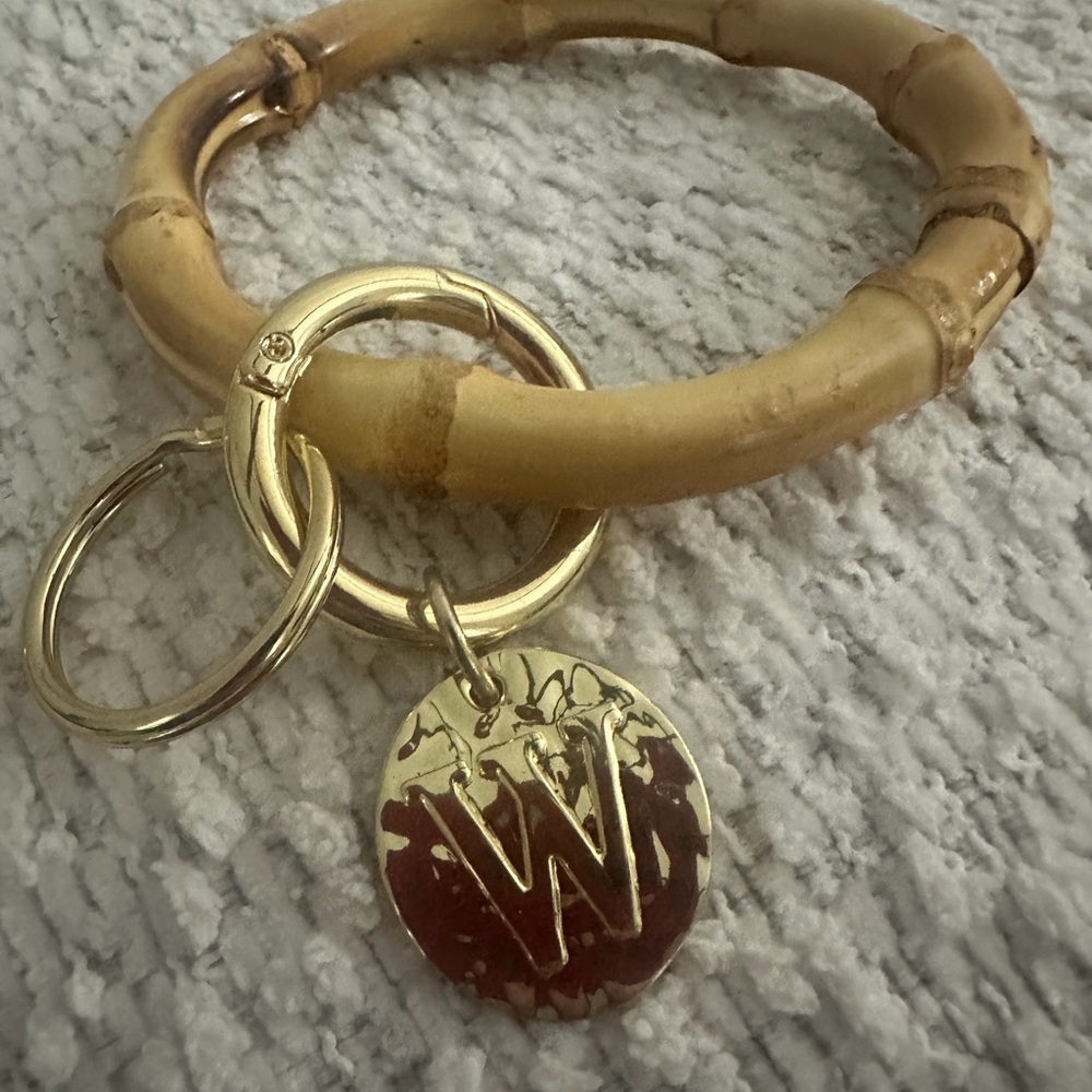 Bamboo Style Keyring with Inital - Picture 12 of 12